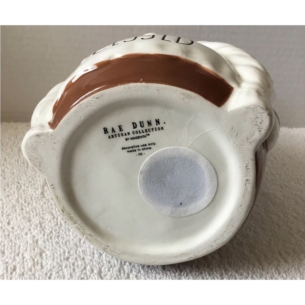 Rae Dunn Brown and White 'BLESSED' Ceramic Gnome Jar - Picture 4 of 8